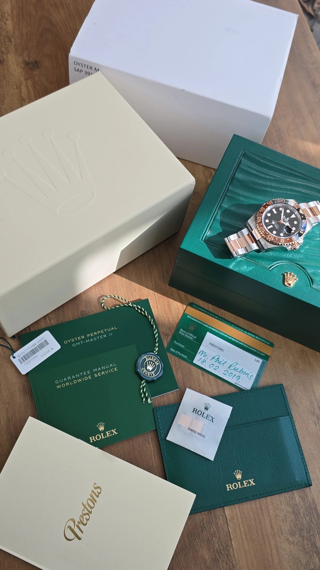 2019 Rolex GMT Master II Rootbeer 126711CHNR