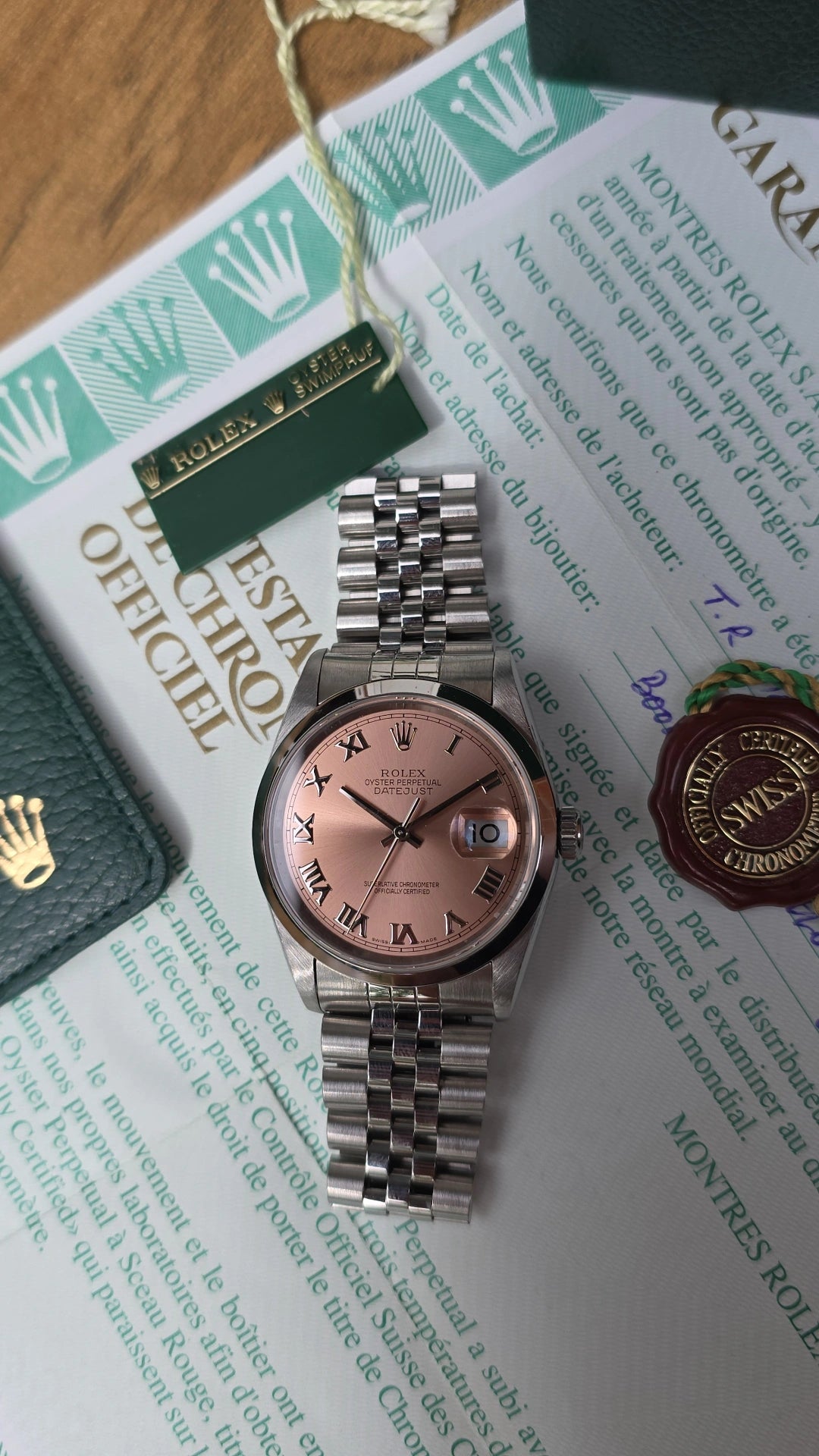 1999 Rolex Datejust 16200 Pink Roman Dial