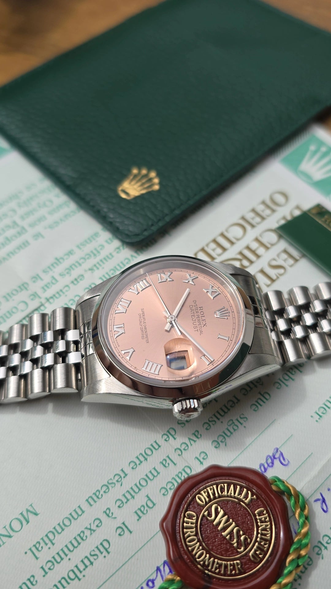 1999 Rolex Datejust 16200 Pink Roman Dial